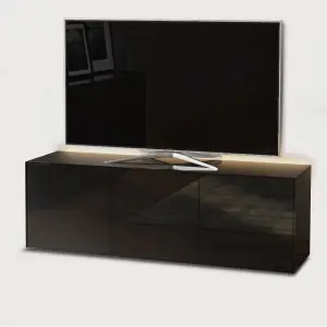 Black high gloss SMART large TV cabinet with wireless phone charging and Alexa or app operated LED mood lighting