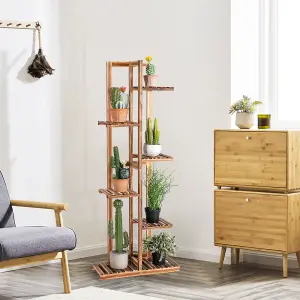 Costway 6 Tier Flower Stand Wooden Vertical Potted Plant Rack Home Garden Freestanding Display Shelf