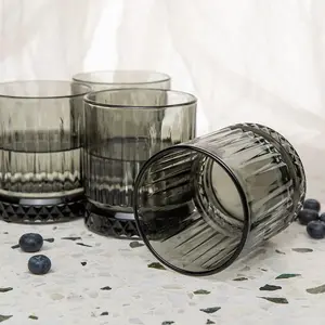 Queensway Home & Dining 355ml 4 Pcs Grey Coloured Tumblers Drinking Whiskey Glass Sets