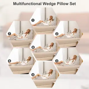 Costway 6PCS Bed Wedge Pillow Set Orthopedic Adjustable Foam Pillow for Pain Relief