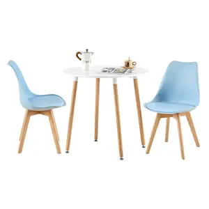 Nero Upholstered Dining Chair (Set of 2) Lake Blue / Beech