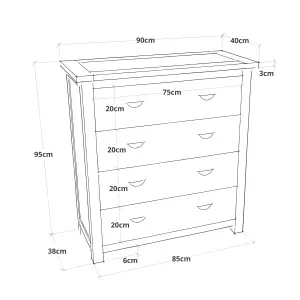 Lugo 4 Drawer Chest of Drawers Brass Cup Handle