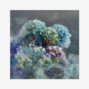 Abstract Hydrangea Dark by Danhui Nai - Painting Paper Print / 30cm H x 30cm W