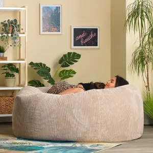 icon Soul Giant Corduroy Bean Bag Natural 2-Seater Bean Bag Chair