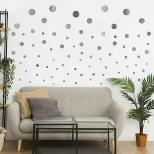 Walplus Silver Metallic Polka Dots X 4 Packs Kids Sticker PVC Silver