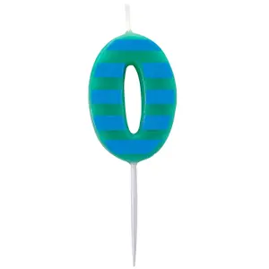 Amscan Number 0 Dot And Stripe Candle Blue/Green (One Size)