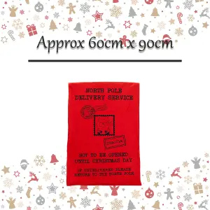 Christmas Sack Jumbo Felt Printed Sack X 1 60cm x 90cm Red