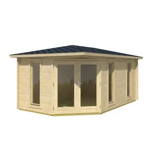 Edinburgh 15 x 9 Ft Tongue and Groove Corner Summer House Edinburgh 2 Natural