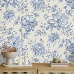 Fine Decor FD43610 Isabella Floral Wallpaper Roll, Blue