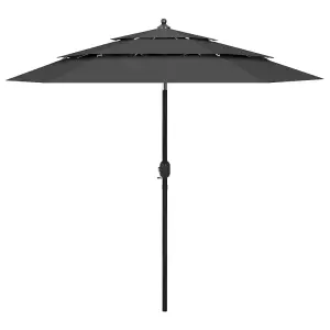 Berkfield 3-Tier Parasol with Aluminium Pole Anthracite 2.5 m