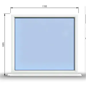 1195mm (W) x 1095mm (H) PVCu StormProof Window - 1 Non Opening Window - Toughened Safety Glass - White