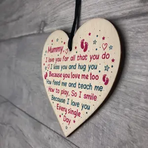 Red Ocean Mum Birthday Christmas Mummy To Be Wooden Heart From Bump Baby Gift Keepsake