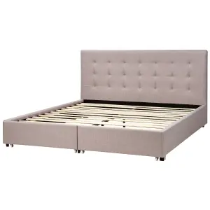 Fabric EU Super King Bed with Storage Light Grey LA ROCHELLE