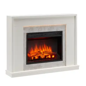 FLAMME Ecula Fireplace with 43'' surround with 2kW Fireplace Heater White