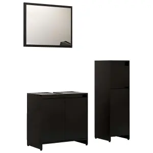 Berkfield 3 Piece Bathroom Furniture Set Black Engineered Wood