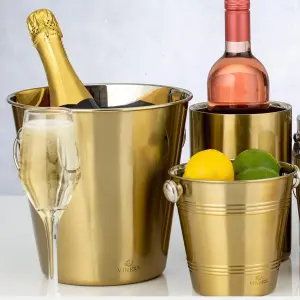 Viners Barware Stainless Steel Gold Champagne Bucket 4L