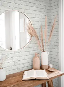 Vintage White Faux Brick Peel and Stick Wallpaper