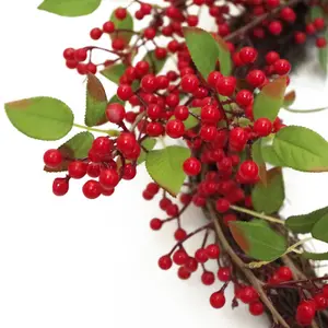 60cm (24 inches) Large Luxury Christmas Natural Look Red Berry Floristry Wreath