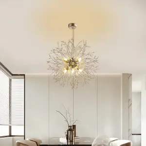 Modern 8 Lights Chrome Sputnik Dandelion Crystal Hanging Ceiling Pendant Lights 45cm