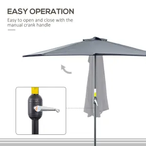 Outsunny 2.7m Metal Frame Garden Furniture Parasol Half Round Umbrella