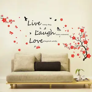 Walplus Decal Wall Art HUGE Flower Blossom Butterflies Children Wall Stickers Live Laugh Love Vivid