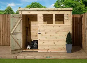 Empire 1500  Pent 7x5 pressure treated tongue and groove wooden garden shed door left (7' x 5' / 7ft x 5ft) (7x5)