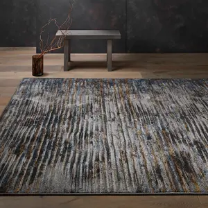 Modern Easy to Clean MultiColoured Abstract Living Room Dining Room Bedroom Rug-200cm X 285cm