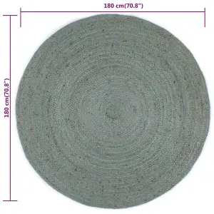 Handmade Rug Jute Round 180 cm Olive Green