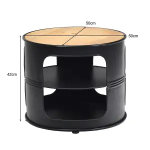 Costway Round Coffee Table Sofa Table with 2-Tier Storage Shelves