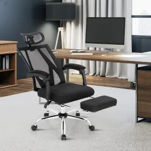 Costway Ergonomic Executive Office Chair High Back Reclining Chair Retractable Footrest