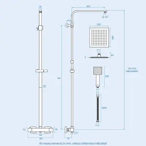 Nes Home Square Chrome Exposed Twin Head Thermostatic Mixer Shower