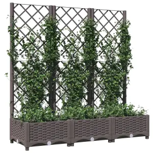 Berkfield Garden Planter with Trellis Brown 120x40x121.5 cm PP