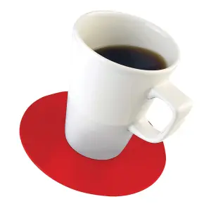 Red Silicone Rubber Anti Slip Circular Coasters - 14cm Dia - Dishwasher Safe