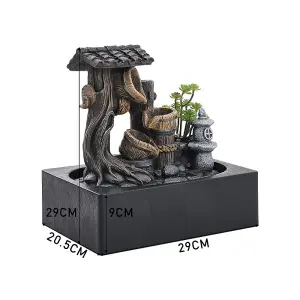 Grey Electricity Tabletop Fountain Relaxation Water Feature with Built in Lighting for Home Office