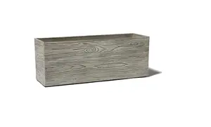 Primrose Rectangular Trough Flower Pot Grey Outdoor Wood-Effect Resin Planter 54cm