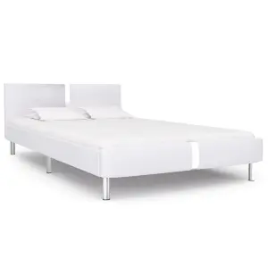 Berkfield Bed Frame White Faux Leather 135x190 cm 4FT6 Double