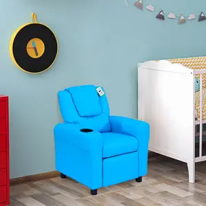 HOMCOM Kids Recliner Armchair Games Chair Children Seat Girls Boys Sofa Blue