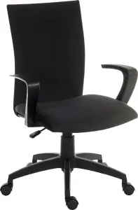 Work Office Chair Swivel Black Fabric Adjustable Seat Height and Fixed Armrests