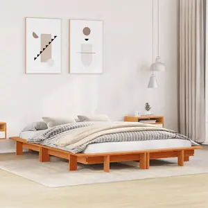 Berkfield Bed Frame without Mattress Wax Brown 120x190 cm Small Double Solid Wood Pine