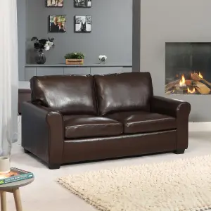 Lauderdale Bonded Leather 3 Seat Sofa with Pull Out Sofa Bed - Brown