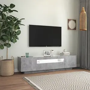 vidaXL TV Cabinet with LED Lights Concrete Grey 160x35x40 cm