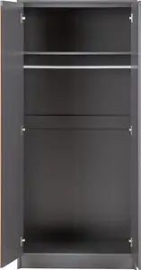 Malvern 2 Door Wardrobe in Grey Finish Hanging Rail and Shelf