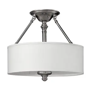 Elstead Sussex 3 Light Semi Flush Ceiling Light Brushed Nickel, E27