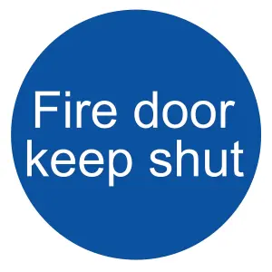 Fire door keep shut PVC Safety sign, (H)100mm (W)100mm