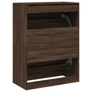 Berkfield Shoe Cabinet with 2 Flip-Drawers Brown Oak 80x42x108 cm