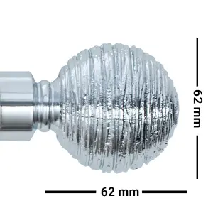 A.Unique Home Etched Ball Metal Extendable Curtain Pole with Rings and Fittings (25/28mm) - Nickel, 70cm - 120cm Approx