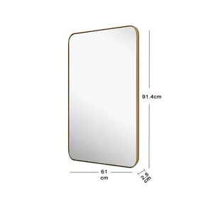 Mccreery Metal Flat Wall Mirror Satin Brass / 91.4cm H x 61cm W