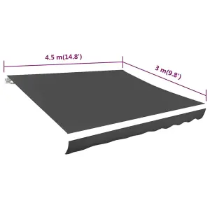 Berkfield Awning Top Sunshade Canvas Anthracite 450x300 cm