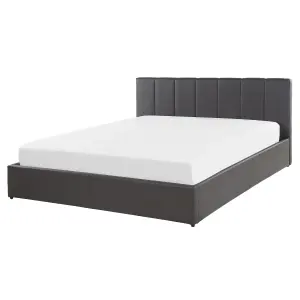 Faux Leather EU King Size Ottoman Bed Grey DREUX