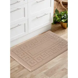 Millfield Greek Key Door Mat Beige / 120cm W x 160cm L